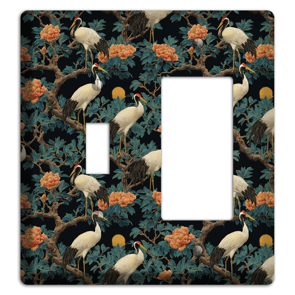 Teal Moonrise Cranes Toggle / Rocker Wallplate