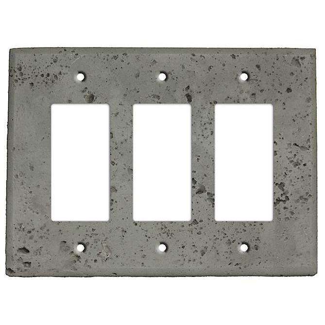 Dark Gray Stone Triple Rocker Cover Plate