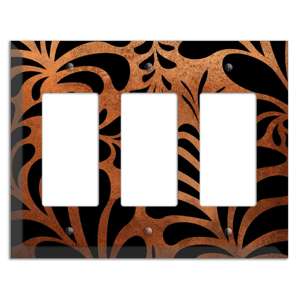 Antique Copper Palm Noir 3 Rocker Wallplate