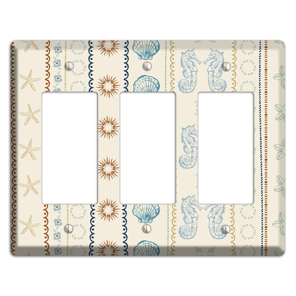 Ivory Seahorse Stripe 3 Rocker Wallplate