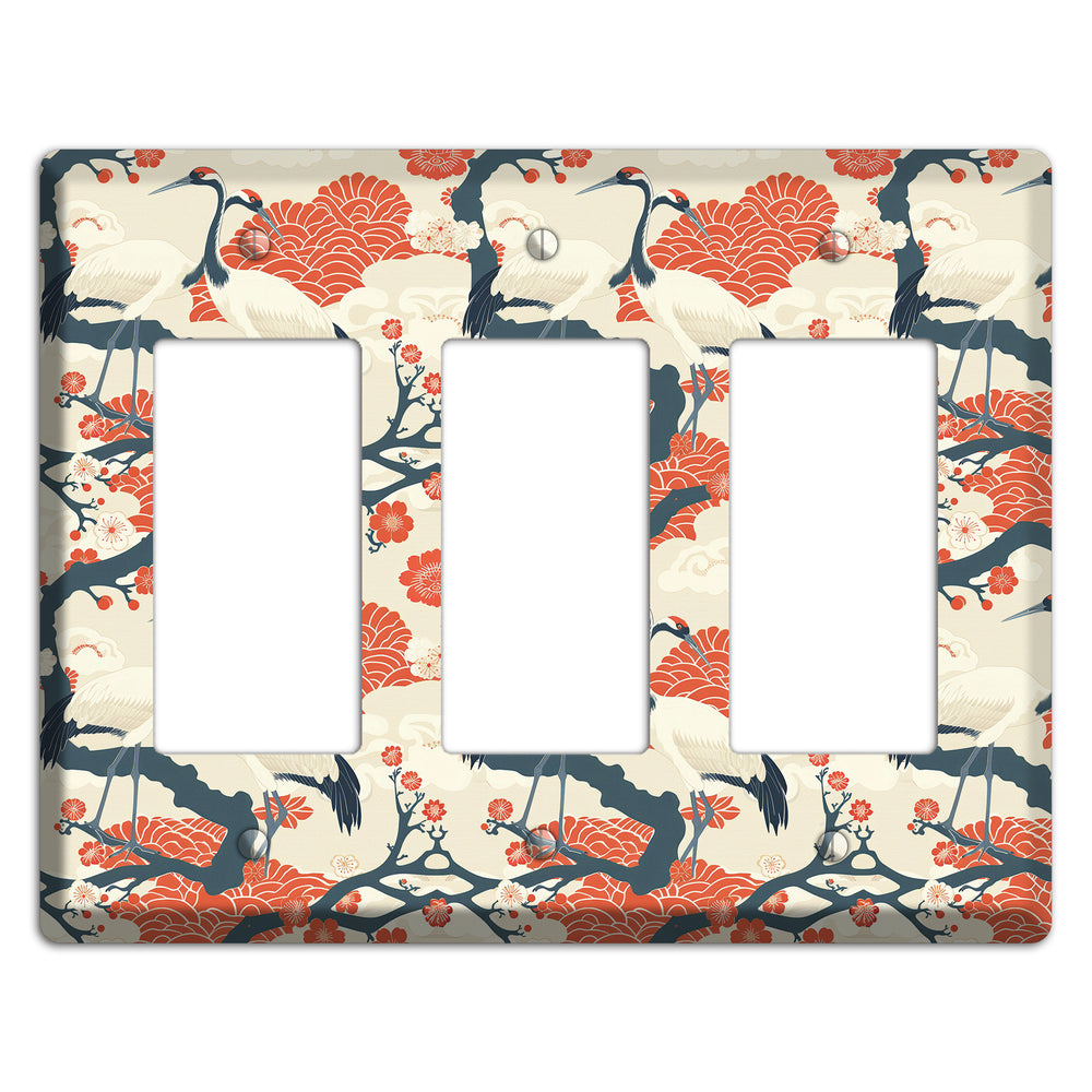 Vermillion Crane Court 3 Rocker Wallplate