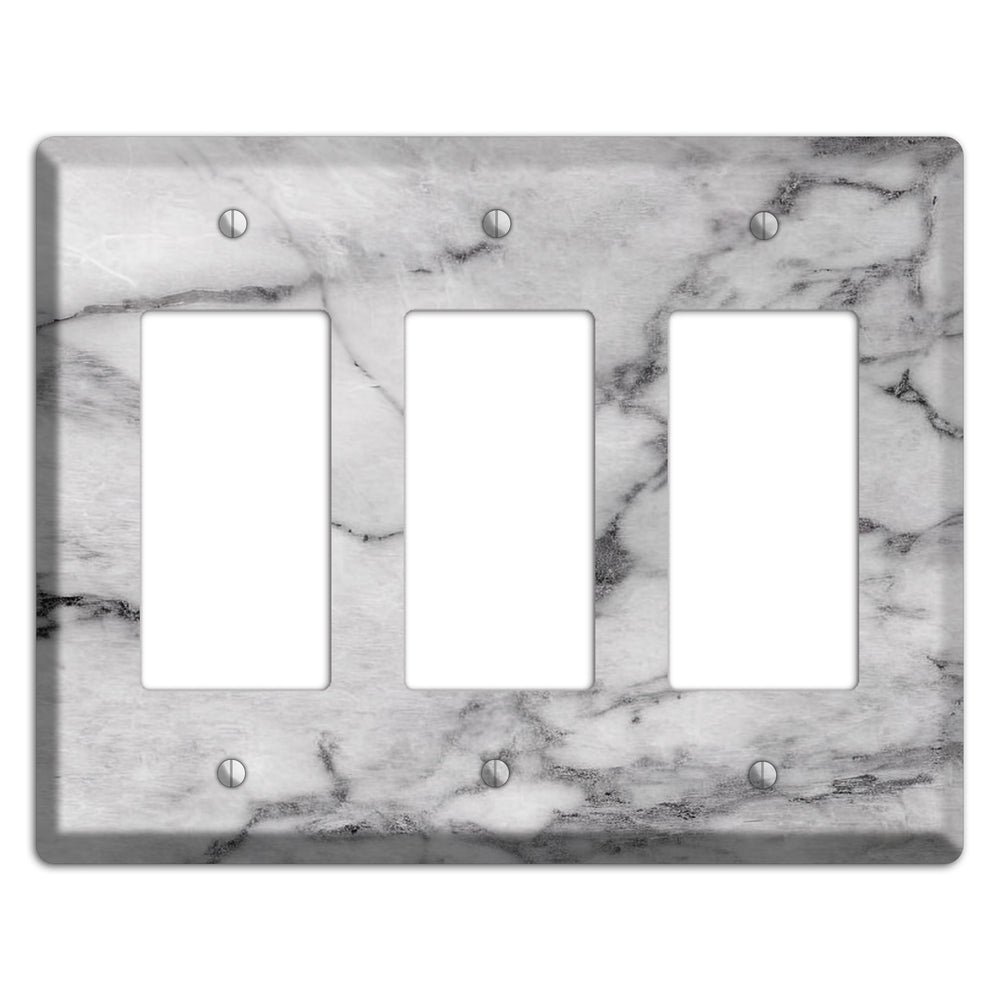 Gray and White Marble 3 Rocker Wallplate