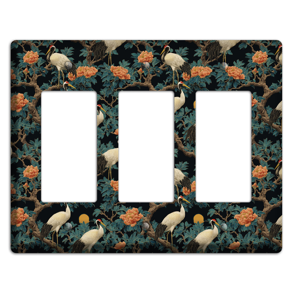 Teal Moonrise Cranes 3 Rocker Wallplate