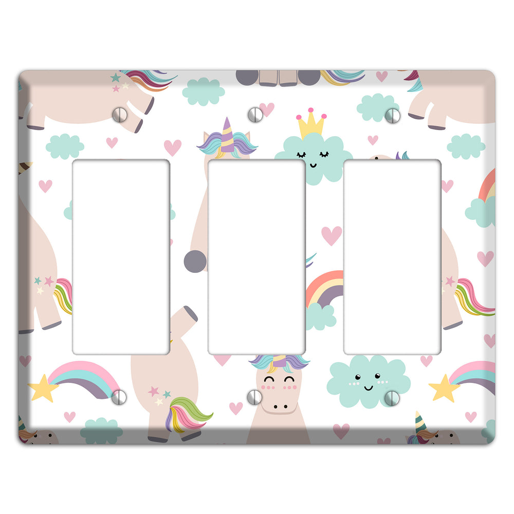Rainbow Cloud Herd 3 Rocker Wallplate