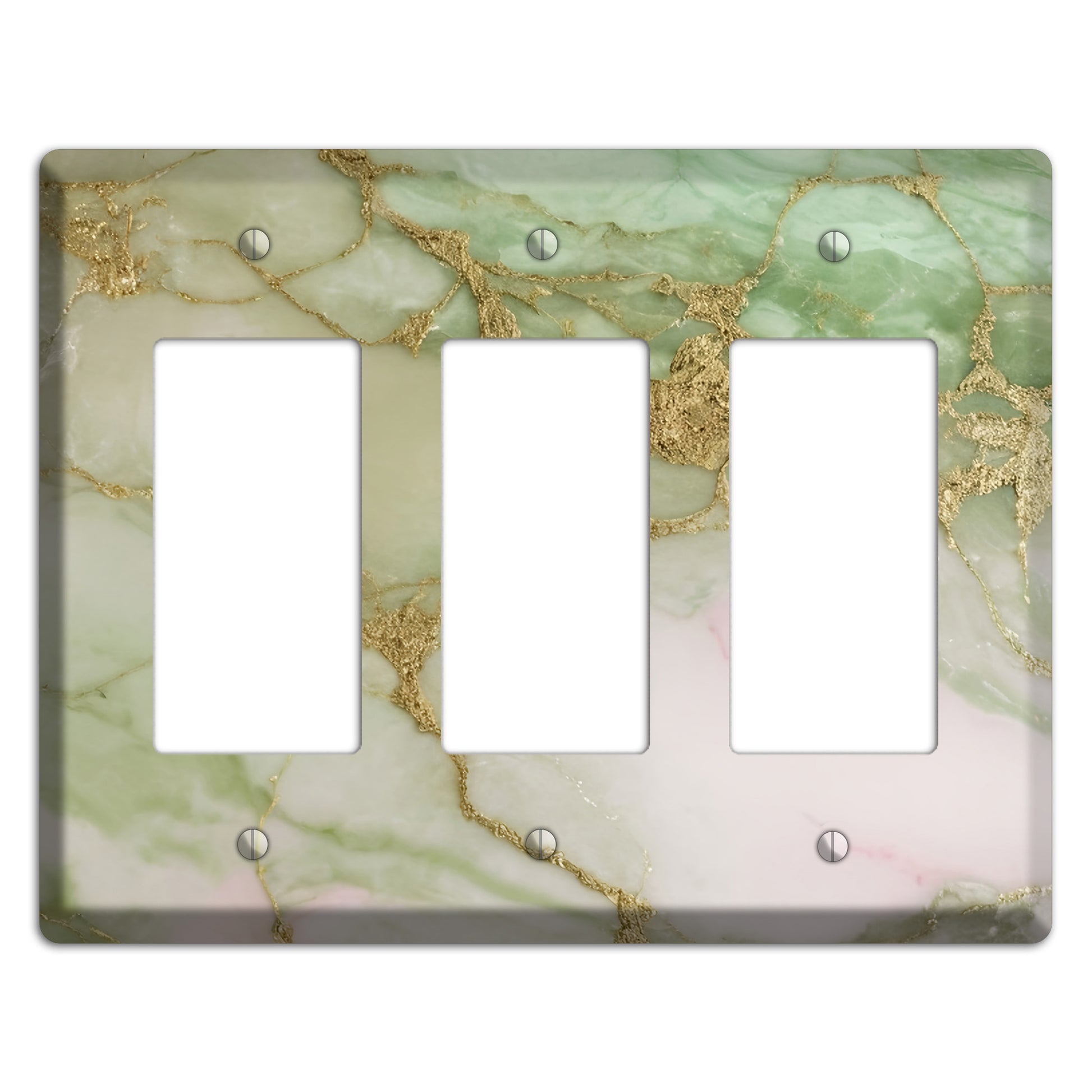 Swamp Green Marble 3 Rocker Wallplate