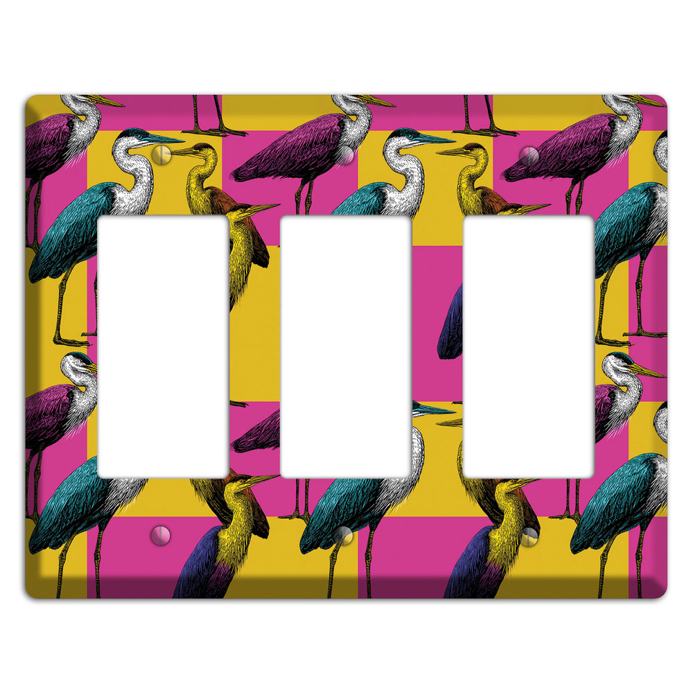 Magenta Heron Grid 3 Rocker Wallplate