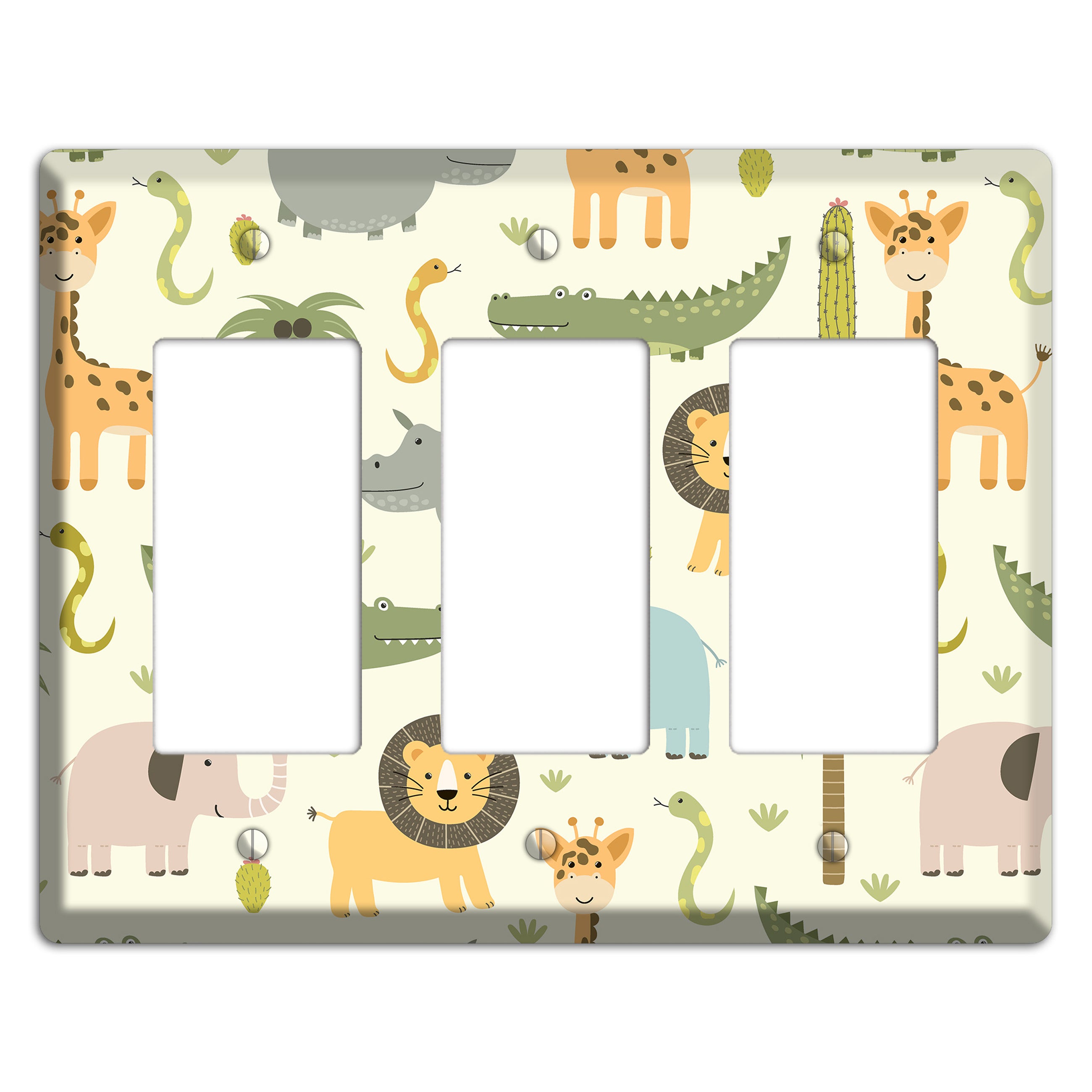 Jungle Friends (Cream) 3 Rocker Wallplate
