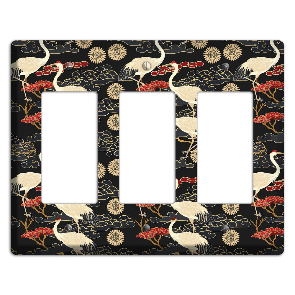 Obsidian Crane Procession 3 Rocker Wallplate