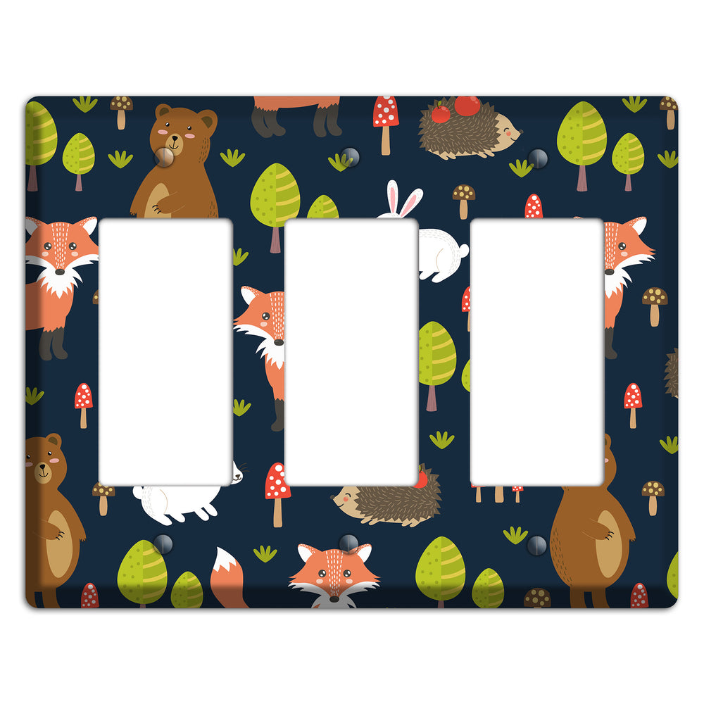 Forest Critters (Navy) 3 Rocker Wallplate