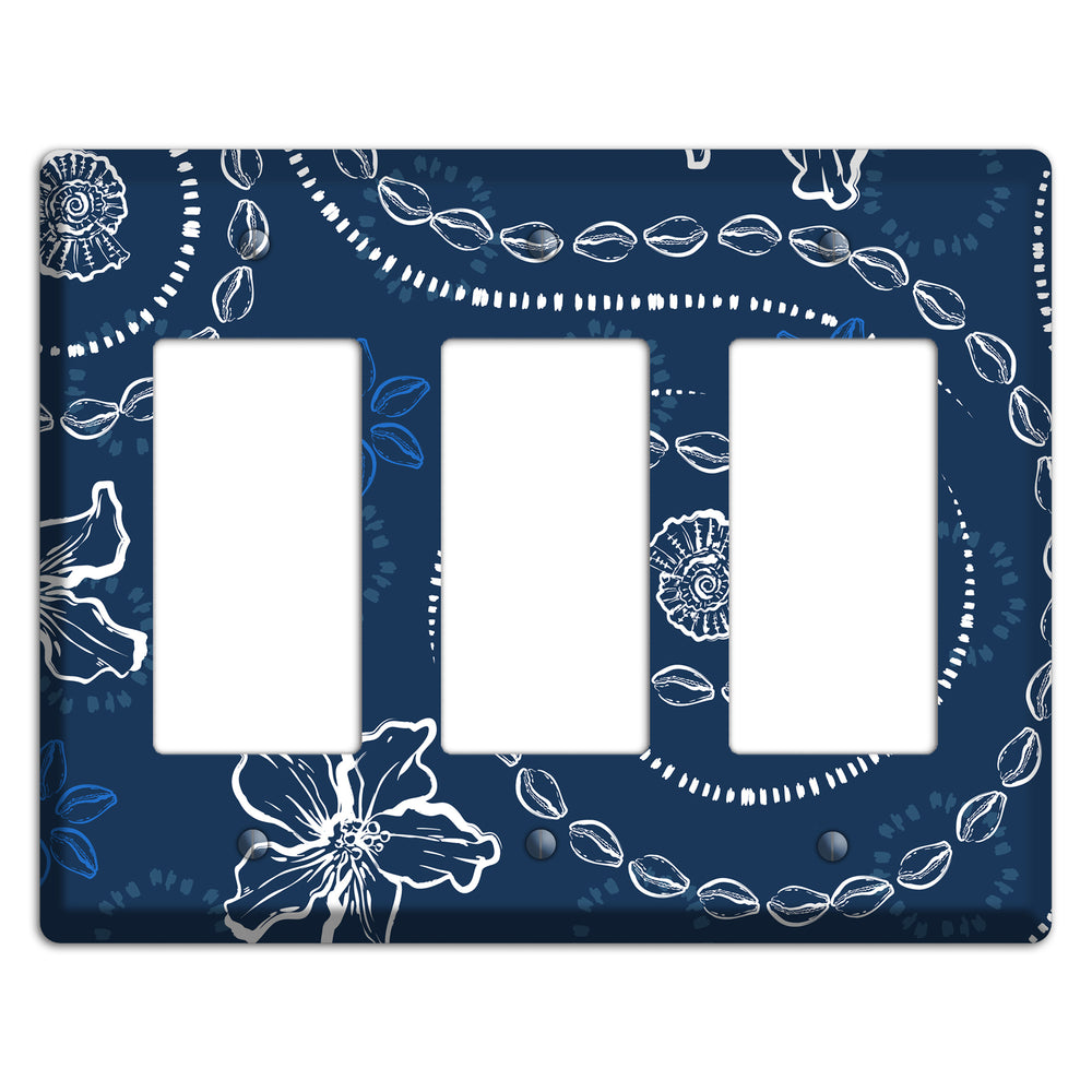 Indigo Cowrie Spiral 3 Rocker Wallplate