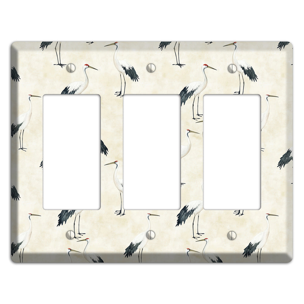 Pearl Crane Garden 3 Rocker Wallplate