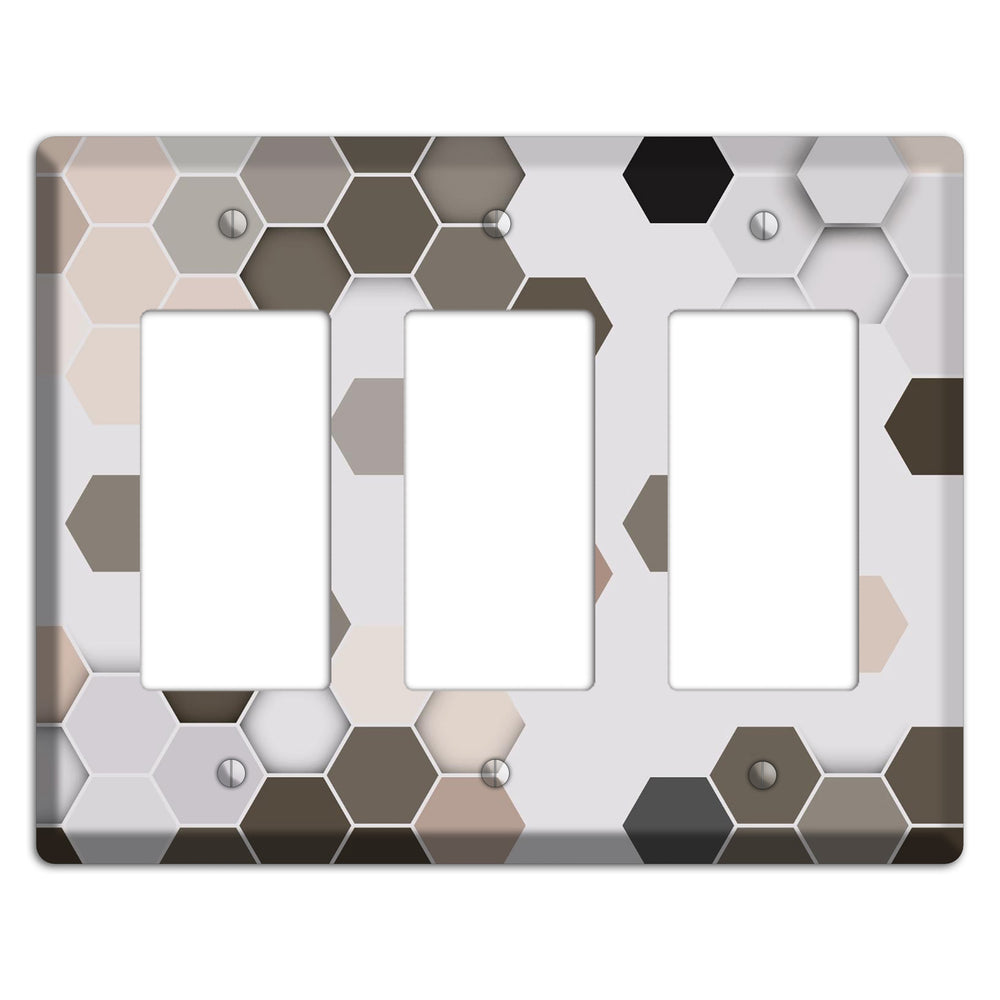 Hex Grid ‚Äì Cool Slate 3 Rocker Wallplate