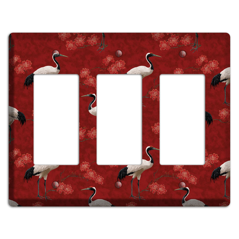 Vermillion Crane Bloom 3 Rocker Wallplate