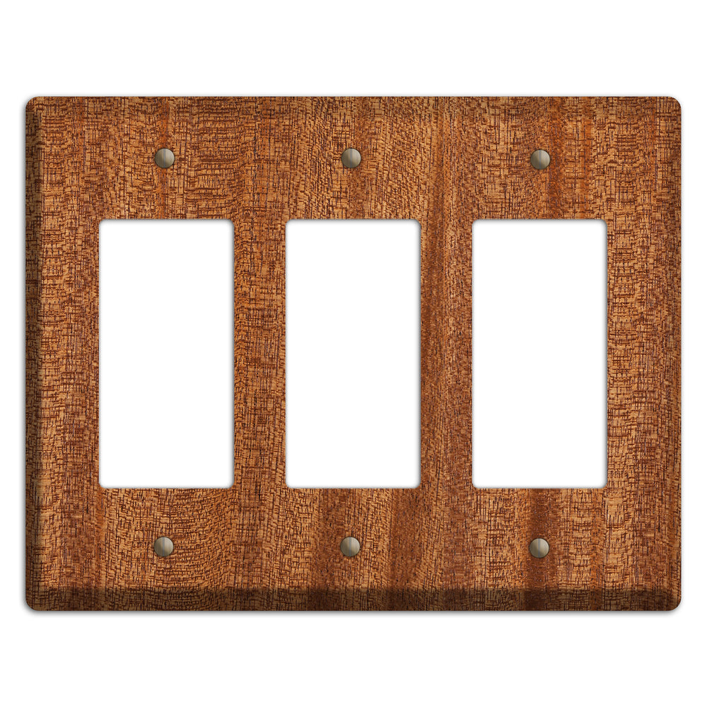 Mahogany Wood Triple Rocker Cover Plate