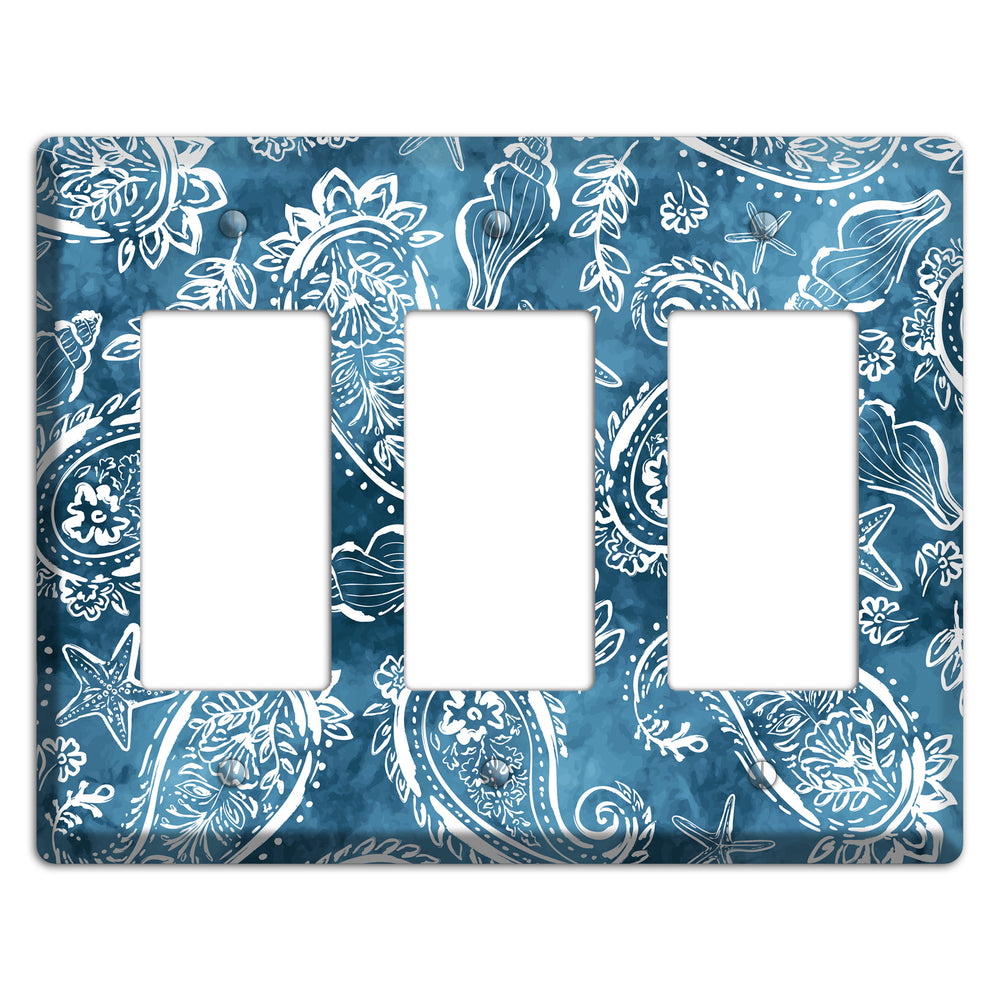 Indigo Tide Paisley 3 Rocker Wallplate
