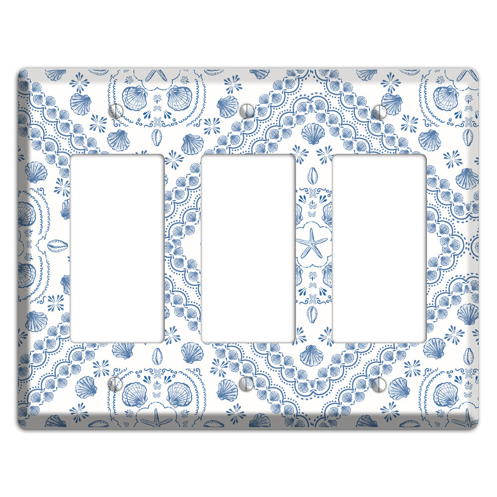 Azure Shell Damask 3 Rocker Wallplate