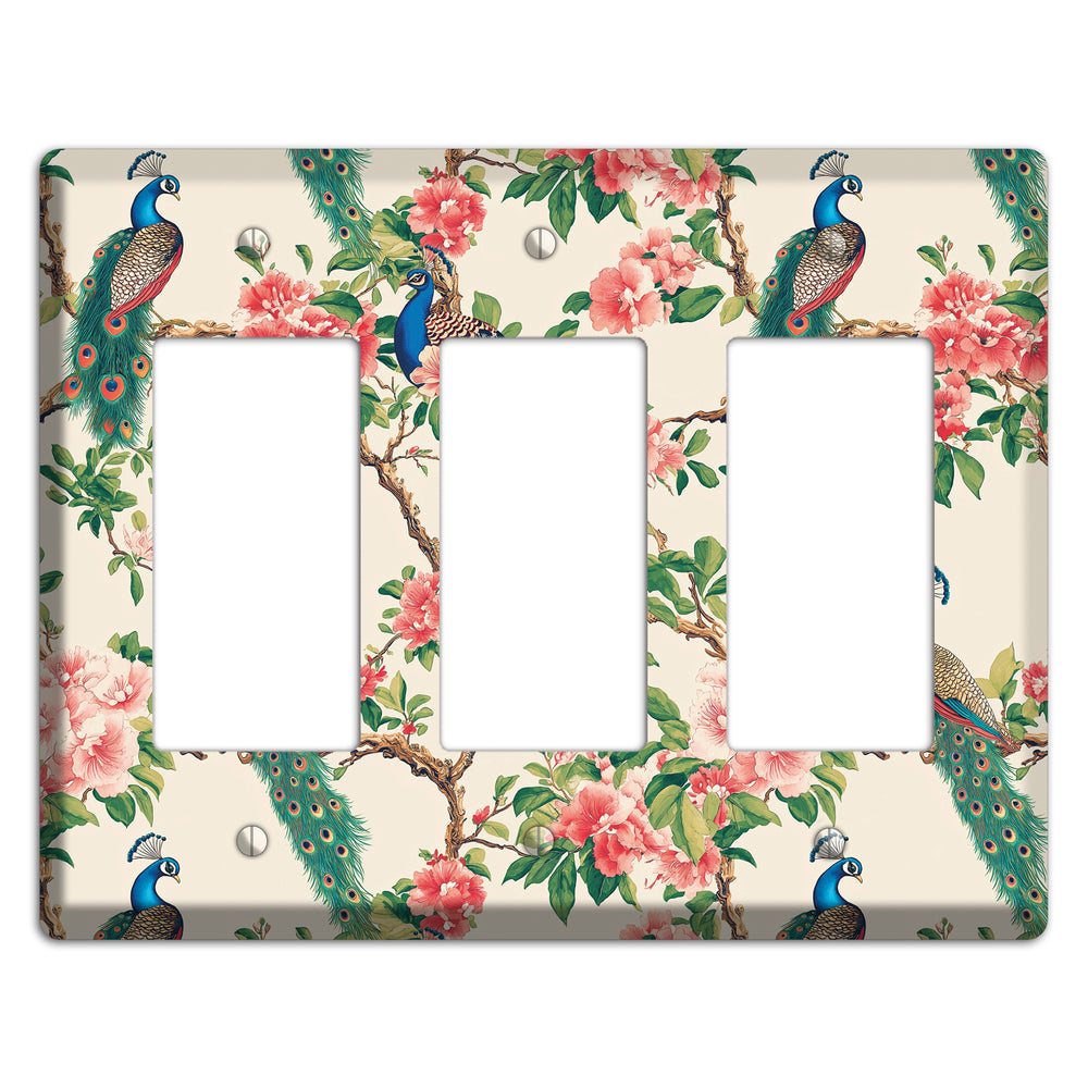 Peacock & Peony Court 3 Rocker Wallplate