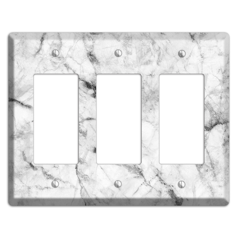 White and Gray Marble 3 Rocker Wallplate