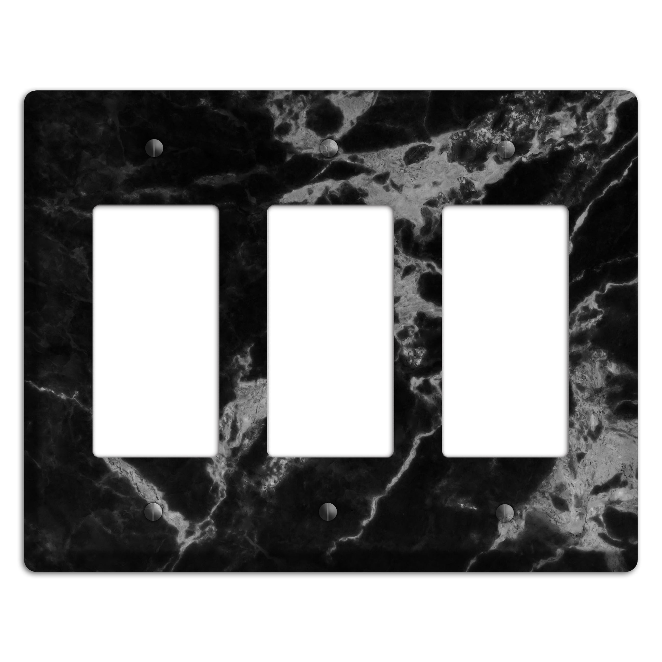 Black and Silver Marble 3 Rocker Wallplate