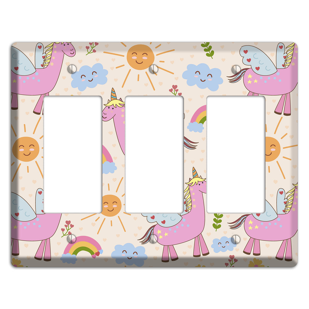 Magic Meadow (Peach) 3 Rocker Wallplate