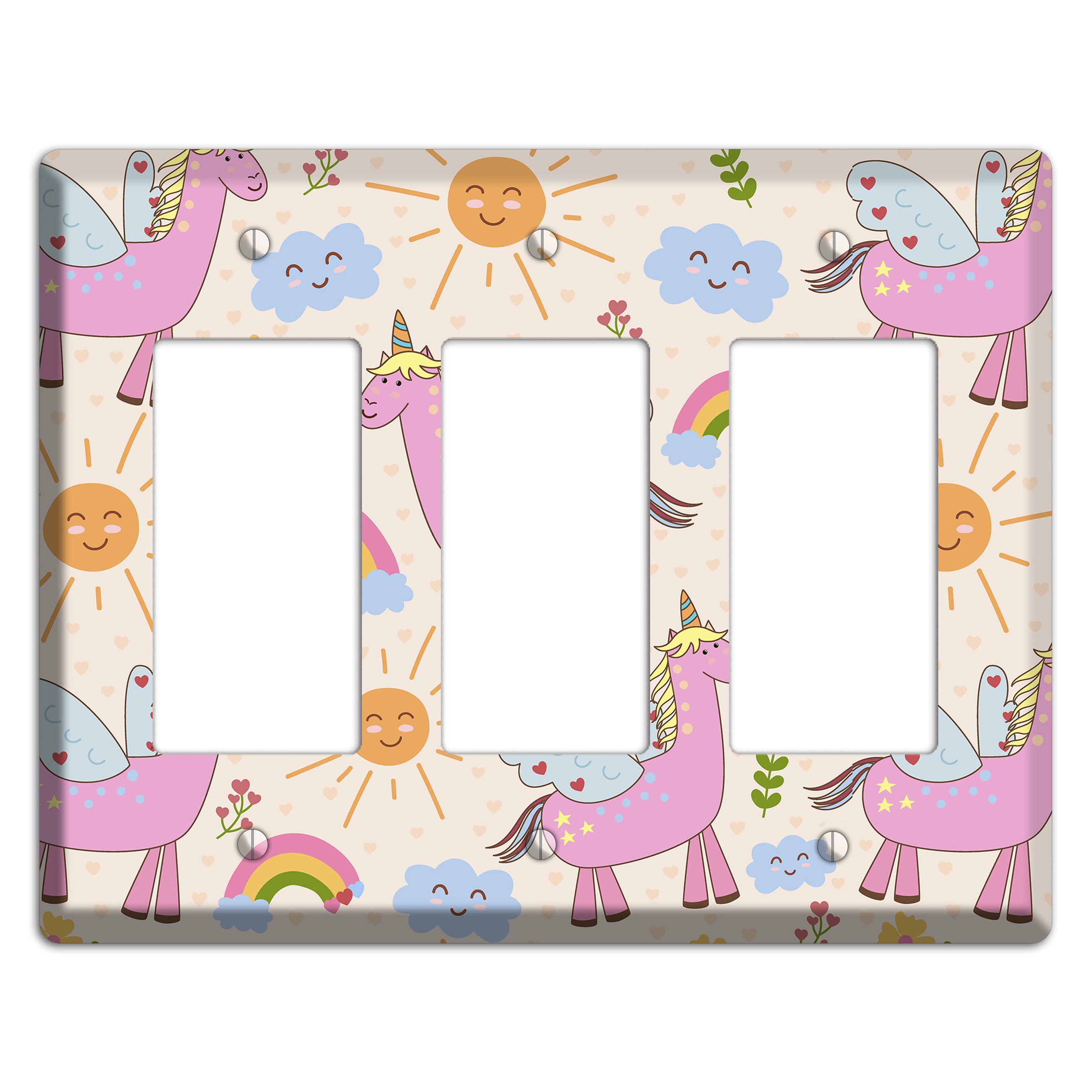 Magic Meadow (Peach) 3 Rocker Wallplate