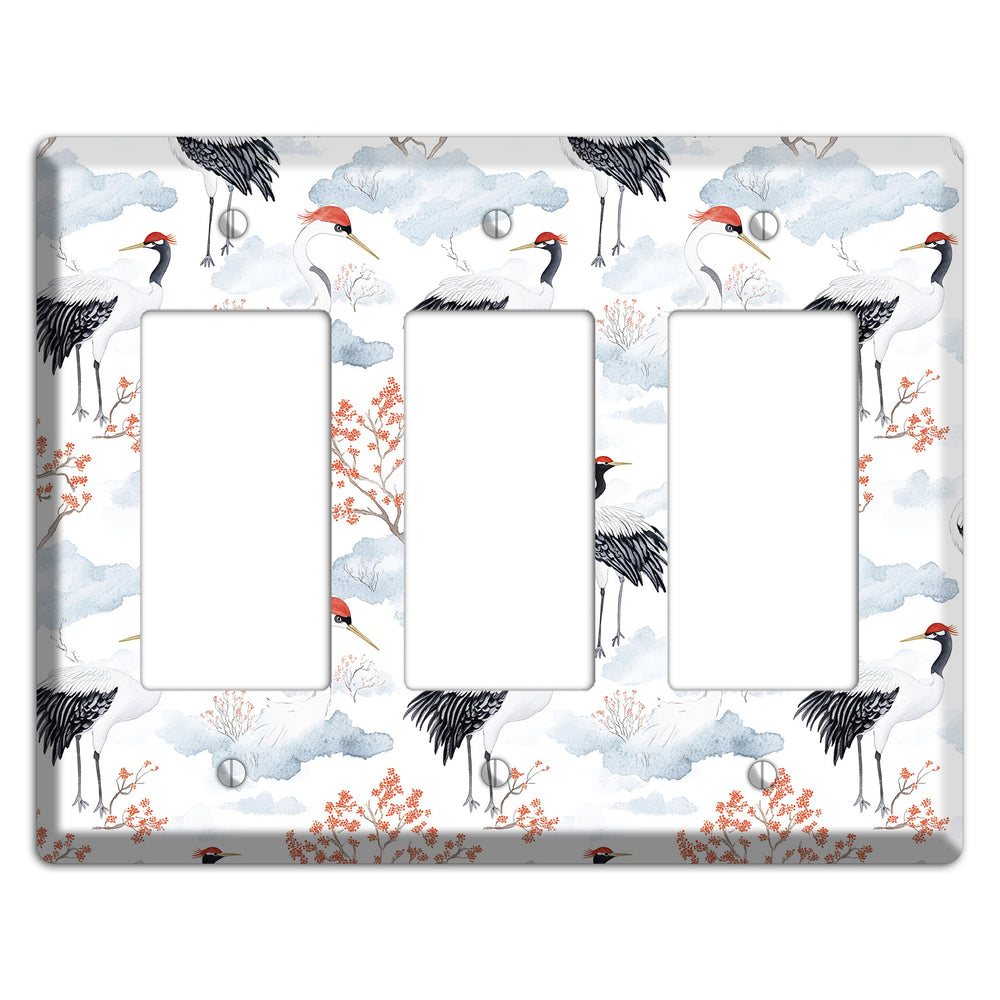 Crimson Crown Cranes 3 Rocker Wallplate