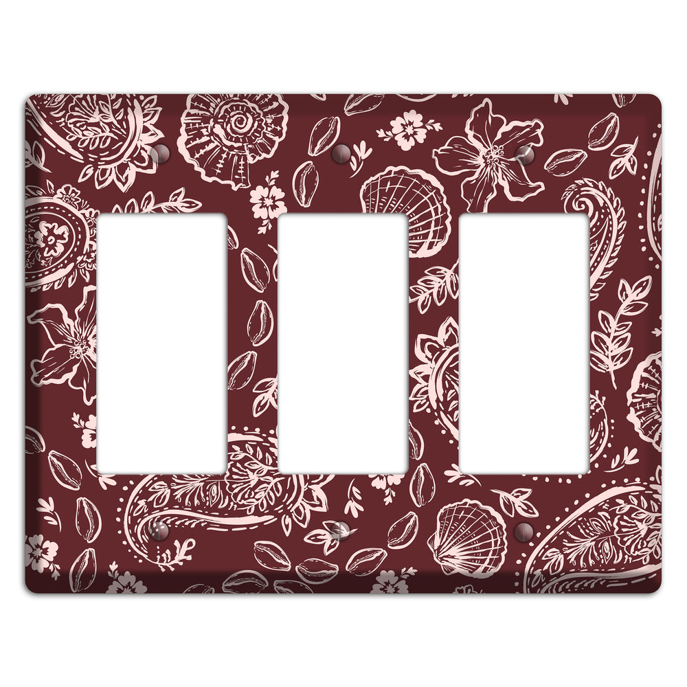Crimson Shell Paisley 3 Rocker Wallplate