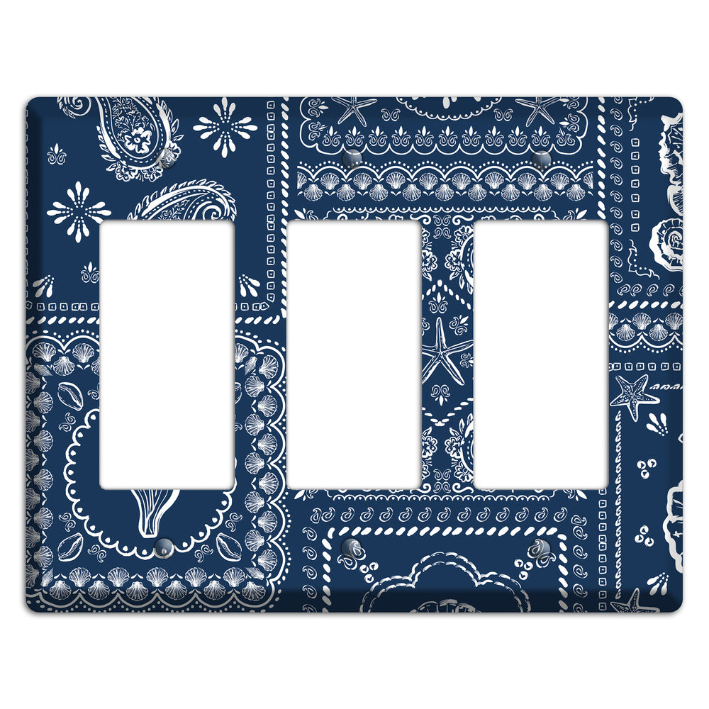 Navy Paisley Patchwork 3 Rocker Wallplate