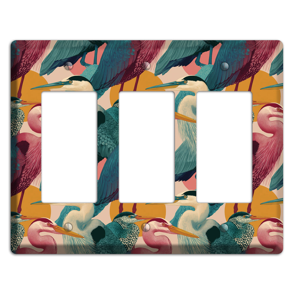 Teal Heron Mosaic 3 Rocker Wallplate