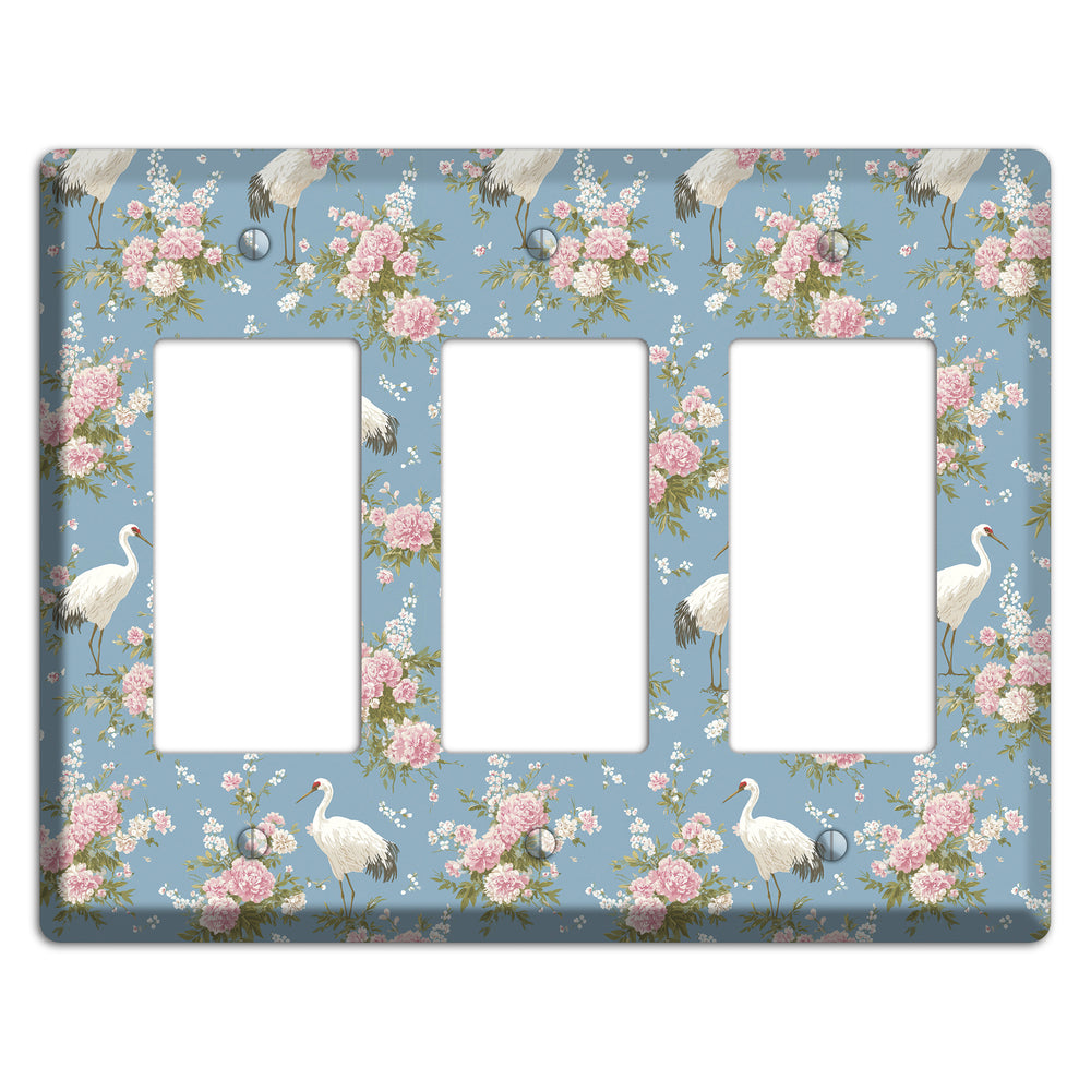 Dusty Blue Peony Flight 3 Rocker Wallplate