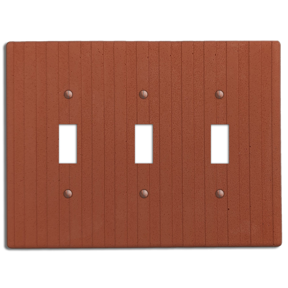 Terra Red Boho Stripes Triple Toggle Switchplate