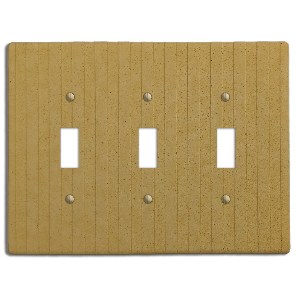Saffron Yellow Boho Stripes Triple Toggle Switchplate