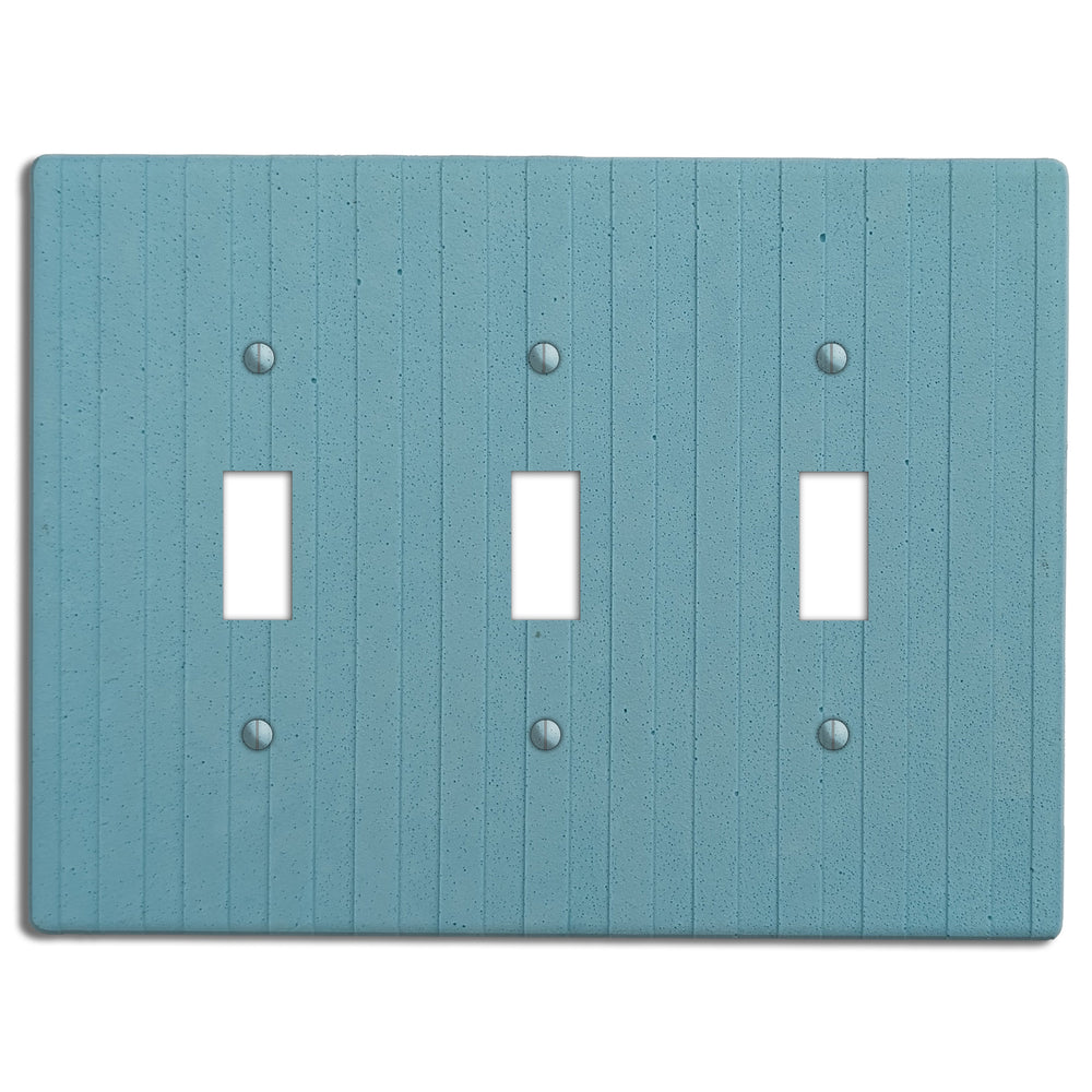 Caribbean Blue Boho Stripes Triple Toggle Switchplate