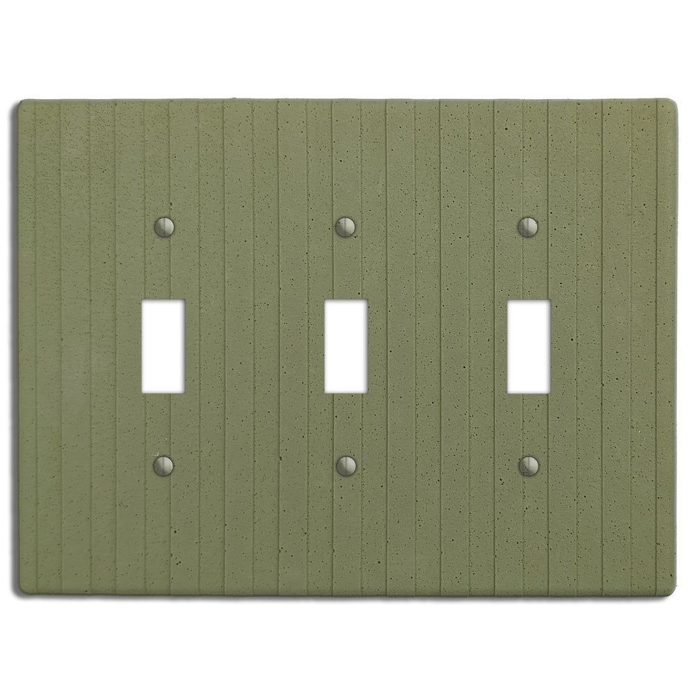Sage Green Boho Stripes Triple Toggle Switchplate