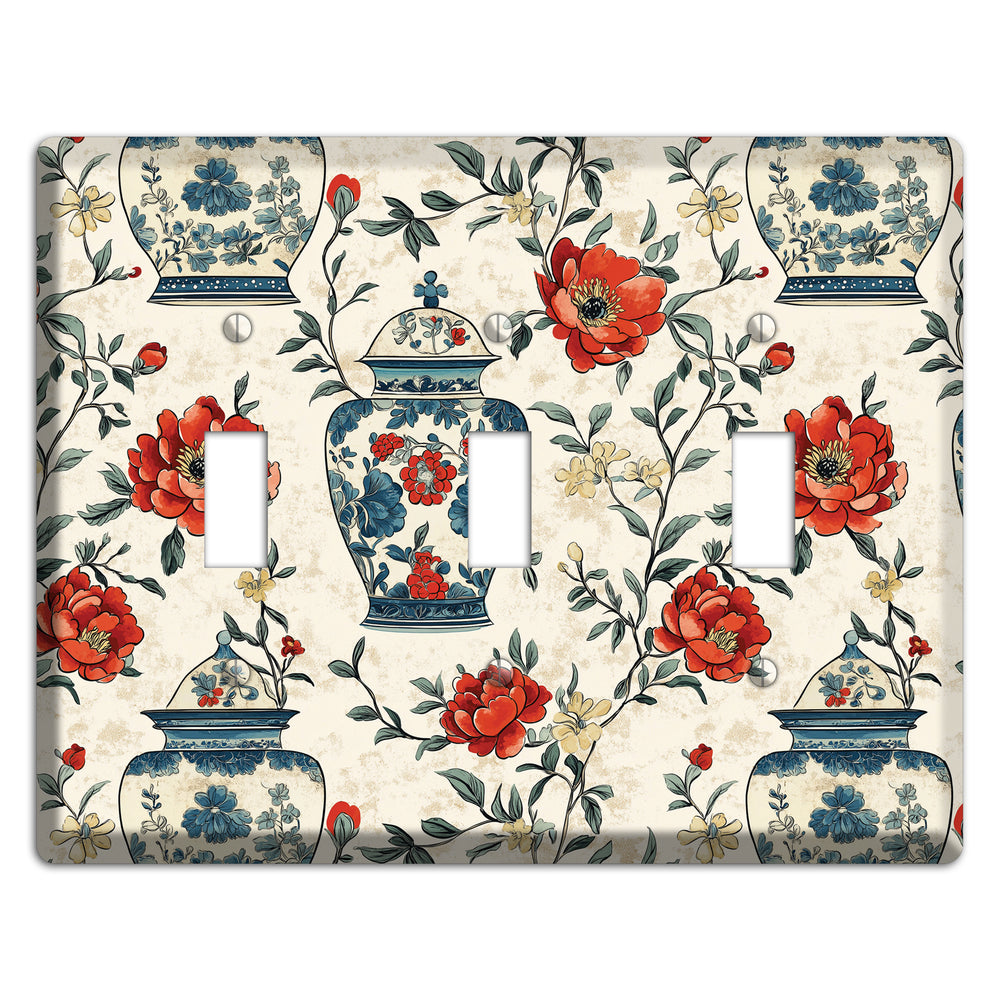 Porcelain & Peony 3 Toggle Wallplate