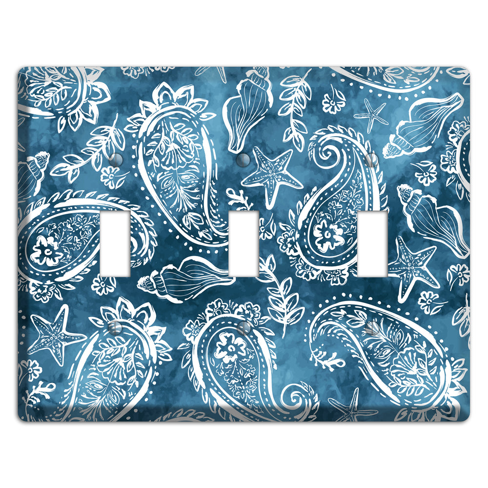 Indigo Tide Paisley 3 Toggle Wallplate