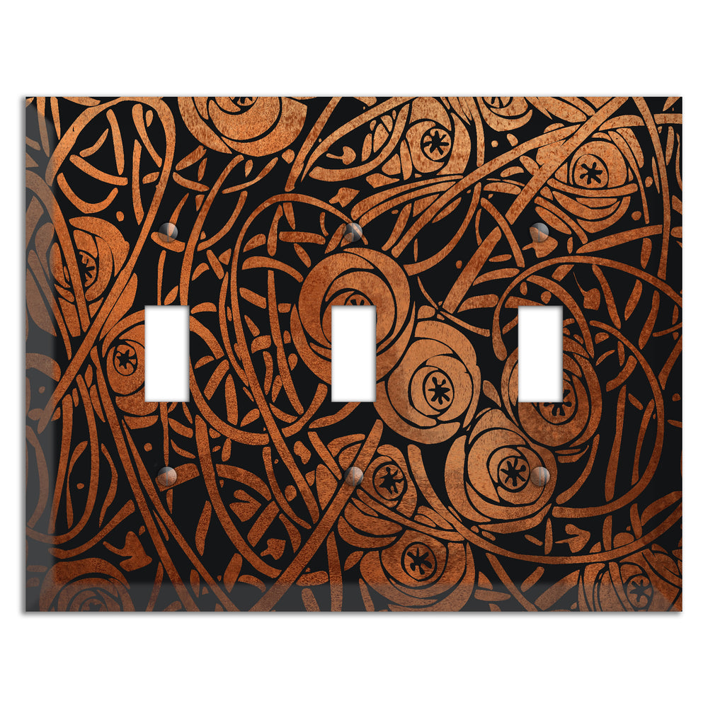Antique Copper Vine Cipher 3 Toggle Wallplate