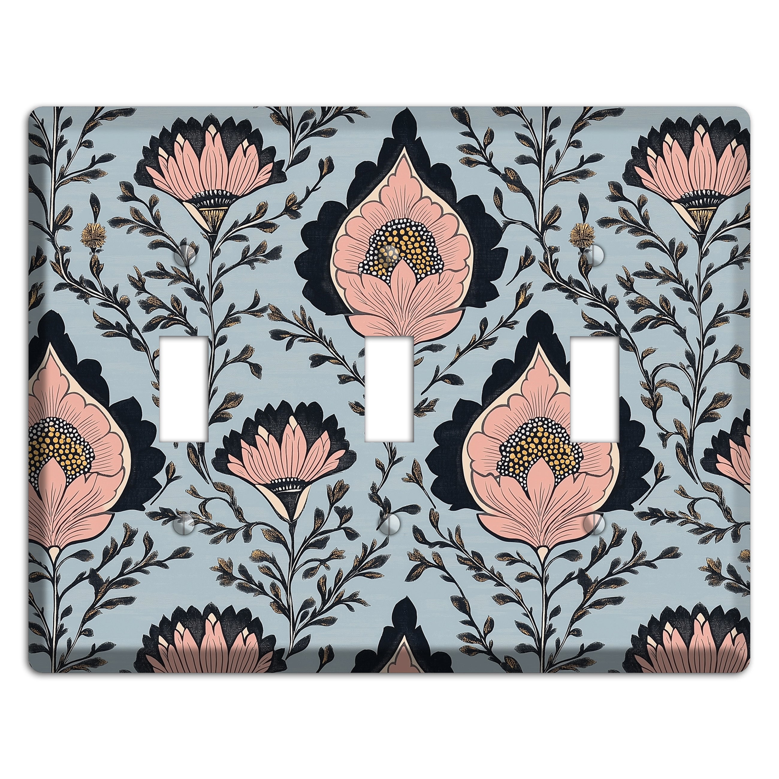 Lotus & Damask Dusk 3 Toggle Wallplate