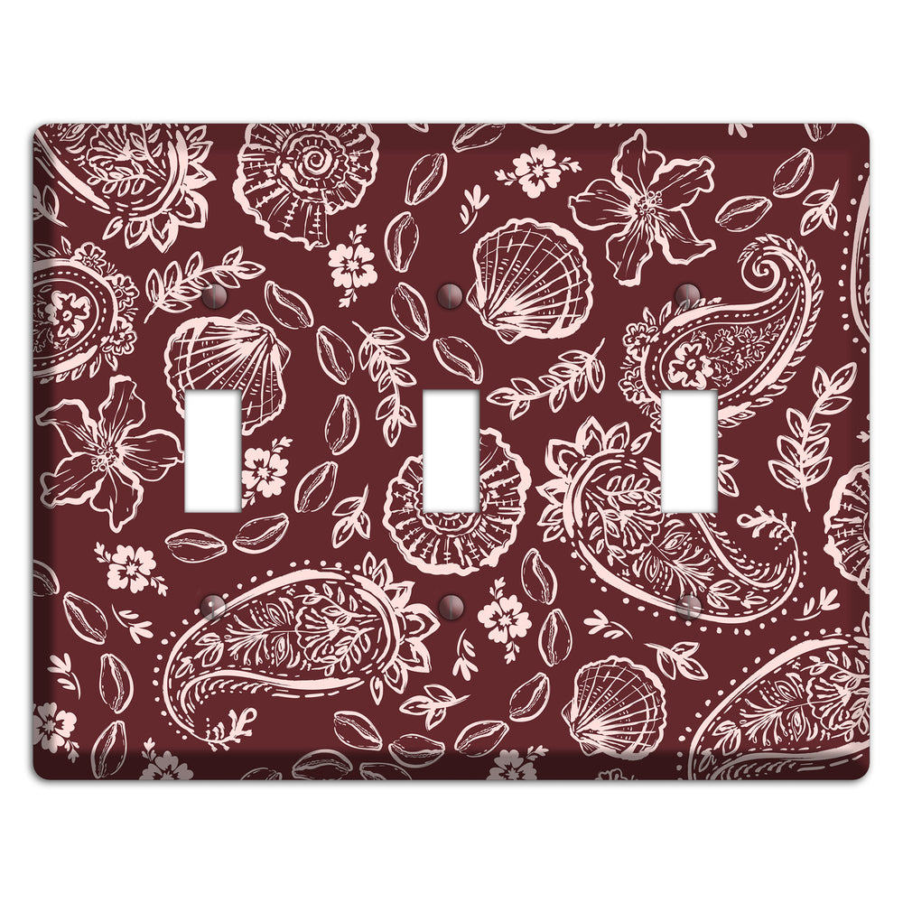 Crimson Shell Paisley 3 Toggle Wallplate
