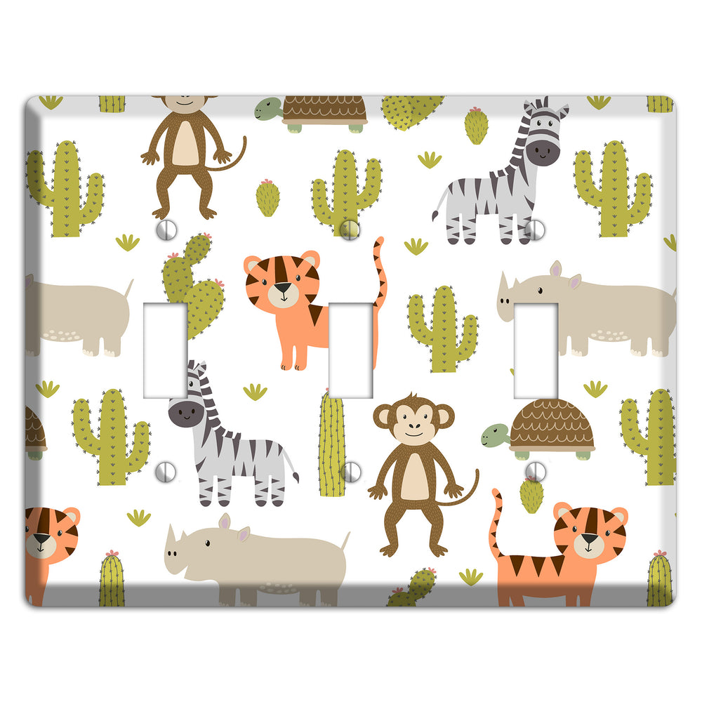Safari Critters (White) 3 Toggle Wallplate