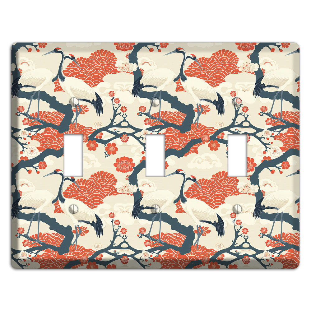 Vermillion Crane Court 3 Toggle Wallplate