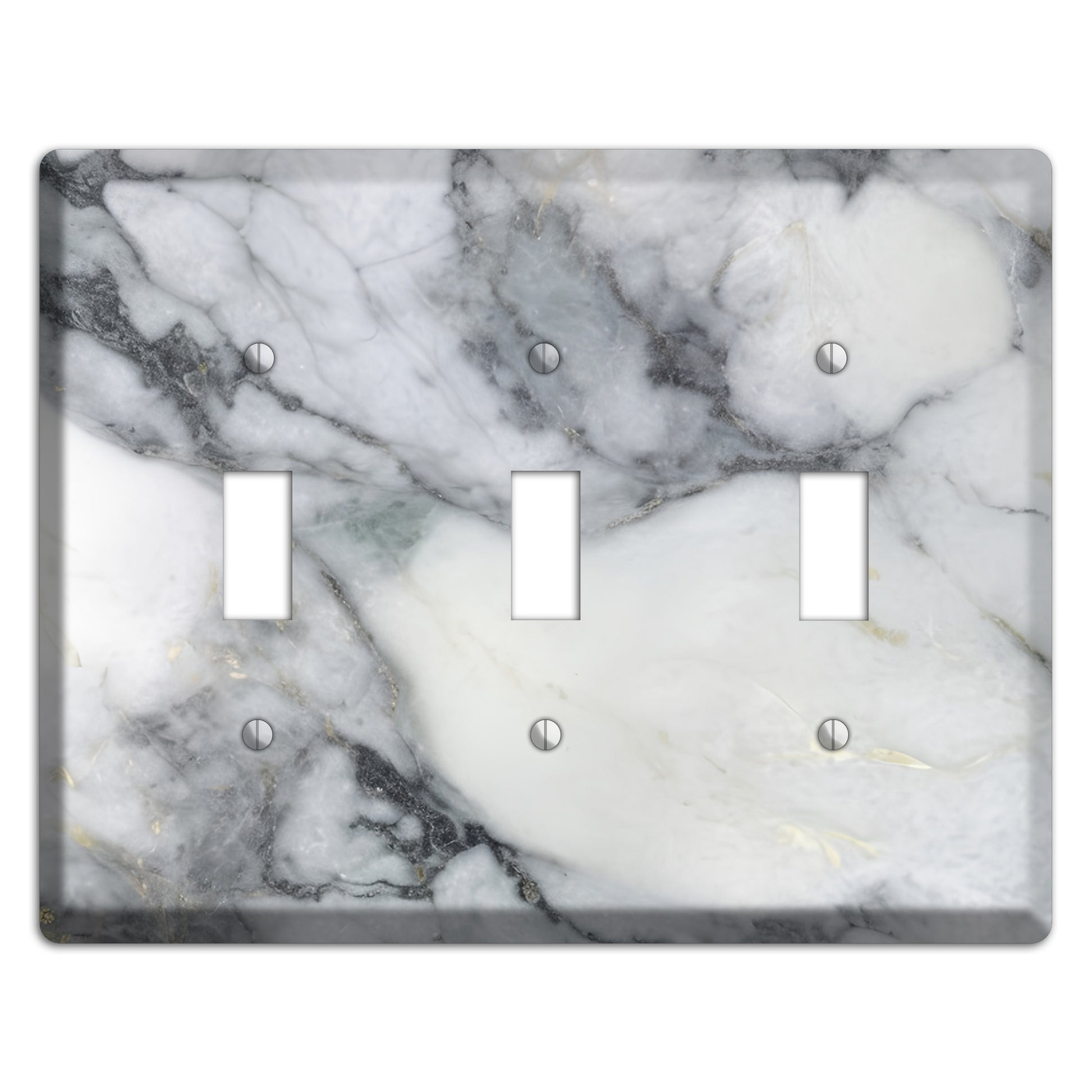 White and Grey Marble 3 Toggle Wallplate