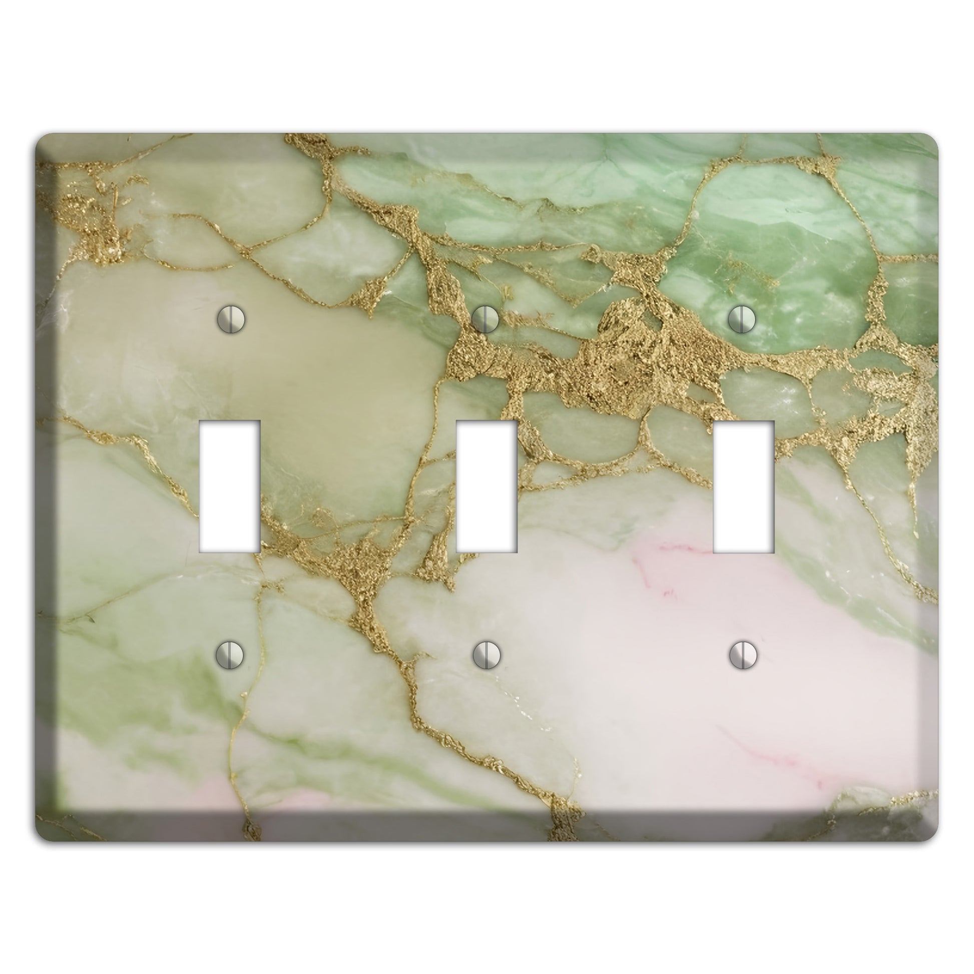 Swamp Green Marble 3 Toggle Wallplate