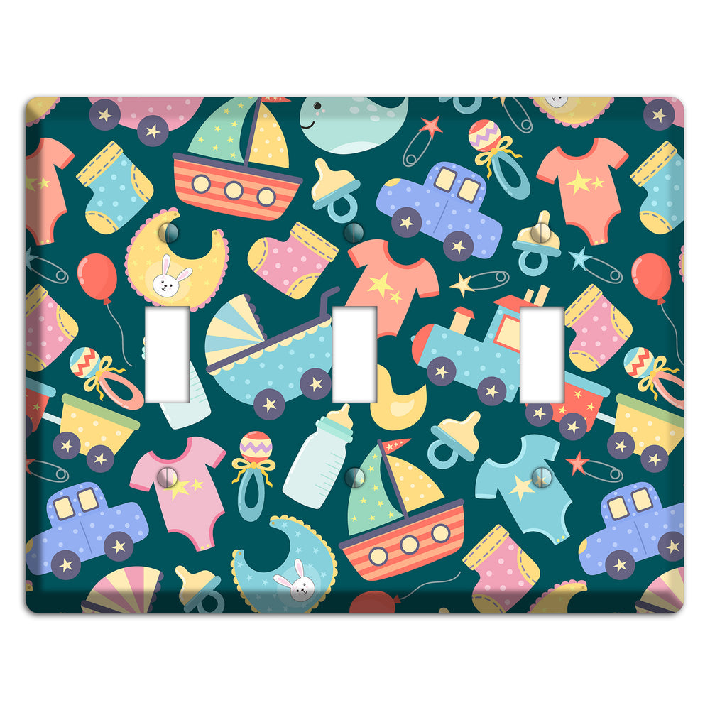 Baby Parade (Teal) 3 Toggle Wallplate