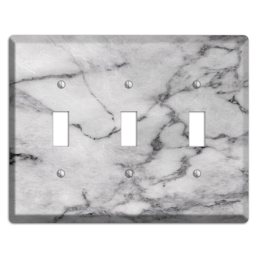 Gray and White Marble 3 Toggle Wallplate