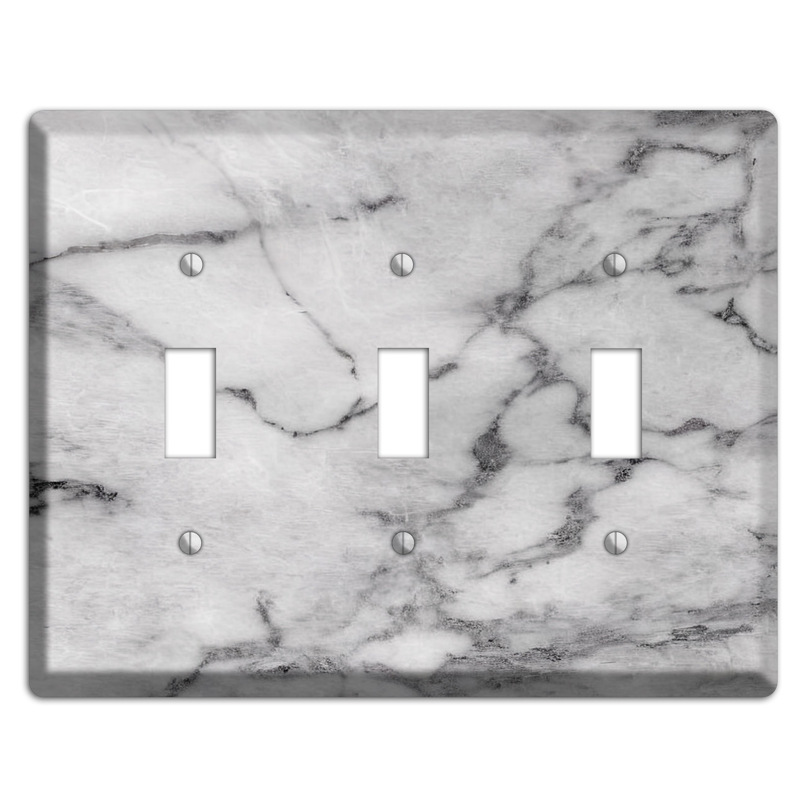 Gray and White Marble 3 Toggle Wallplate