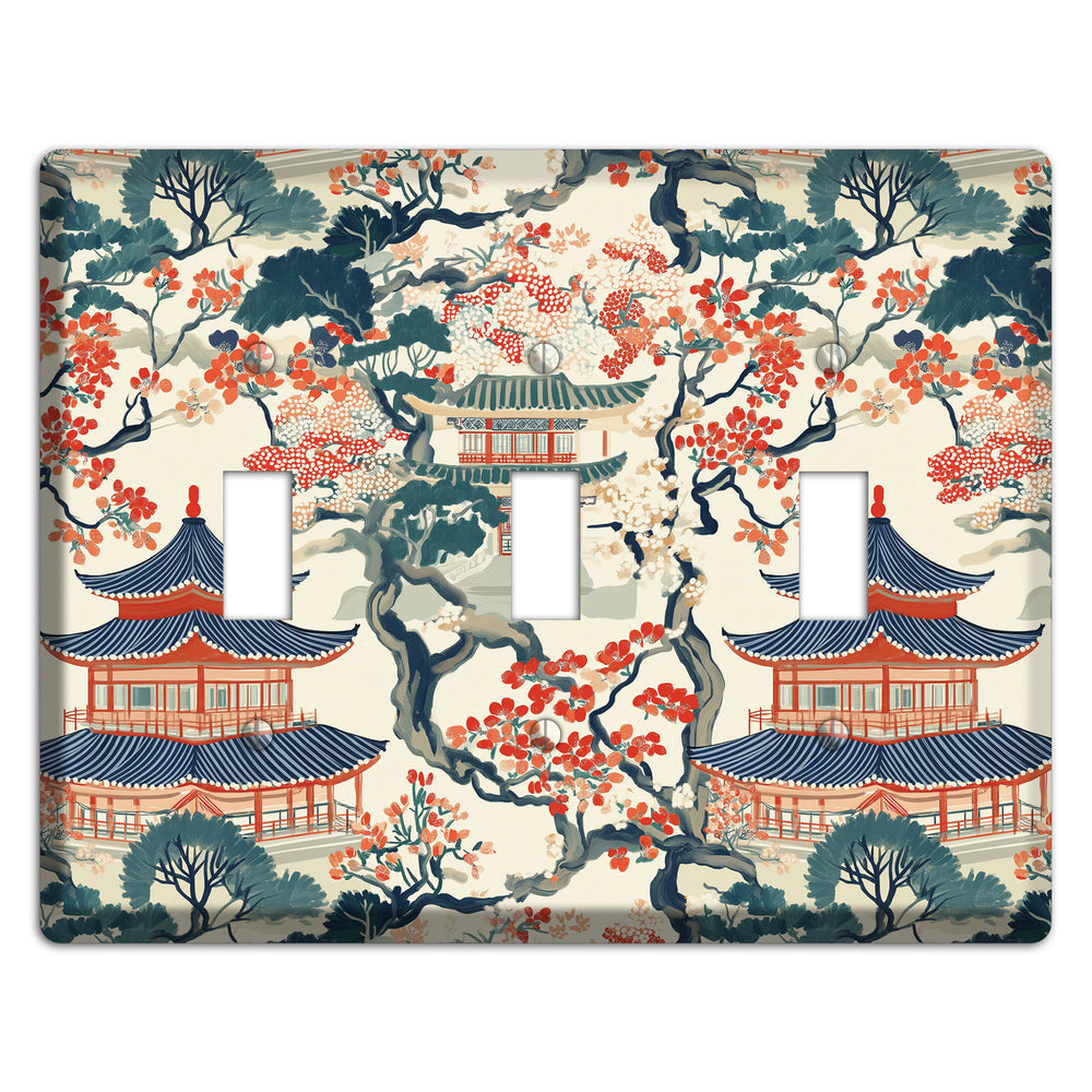 Blossom & Pagoda 3 Toggle Wallplate