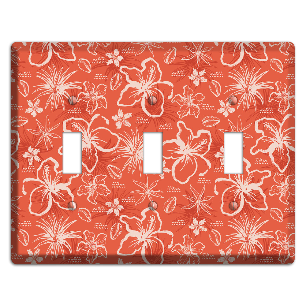 Coral Hibiscus Reverie 3 Toggle Wallplate