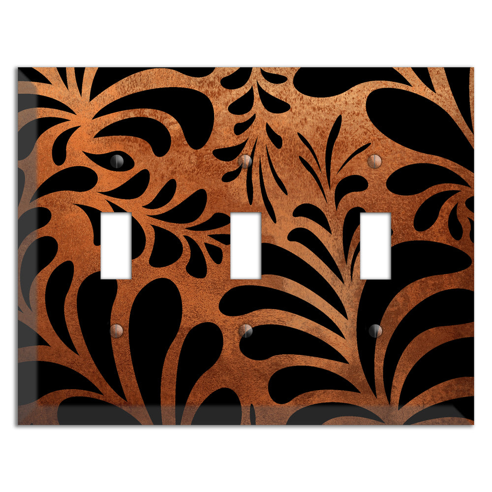 Antique Copper Palm Noir 3 Toggle Wallplate