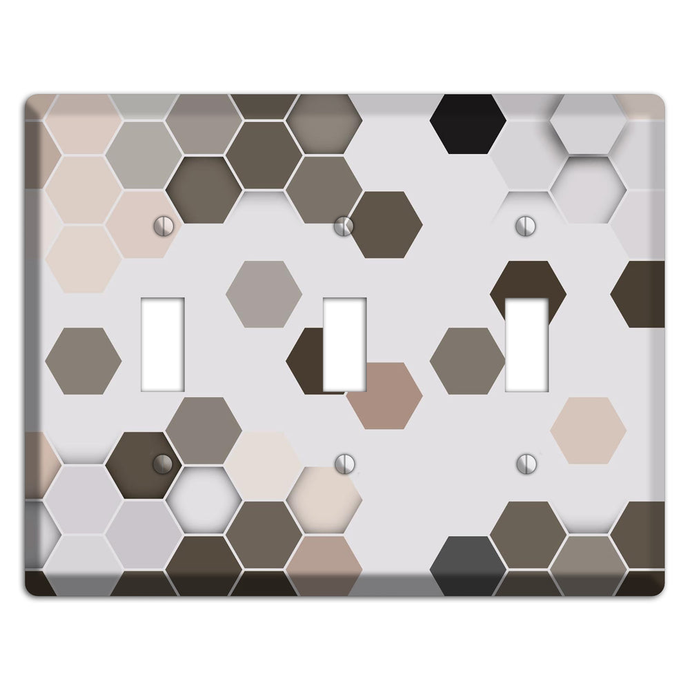 Hex Grid ‚Äì Cool Slate 3 Toggle Wallplate